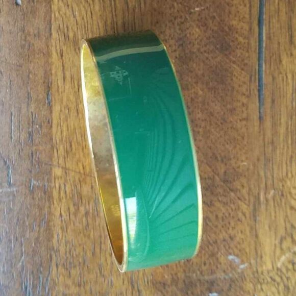 J Crew Forrest Green Enamel Bangle Bracelet - Picture 2 of 8